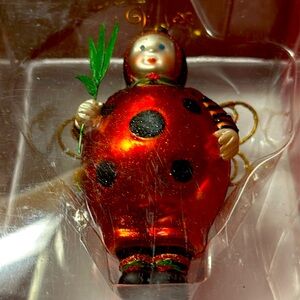 NEW Ladybug Holiday Christmas Tree
Ornament with Gold Crystal Wings